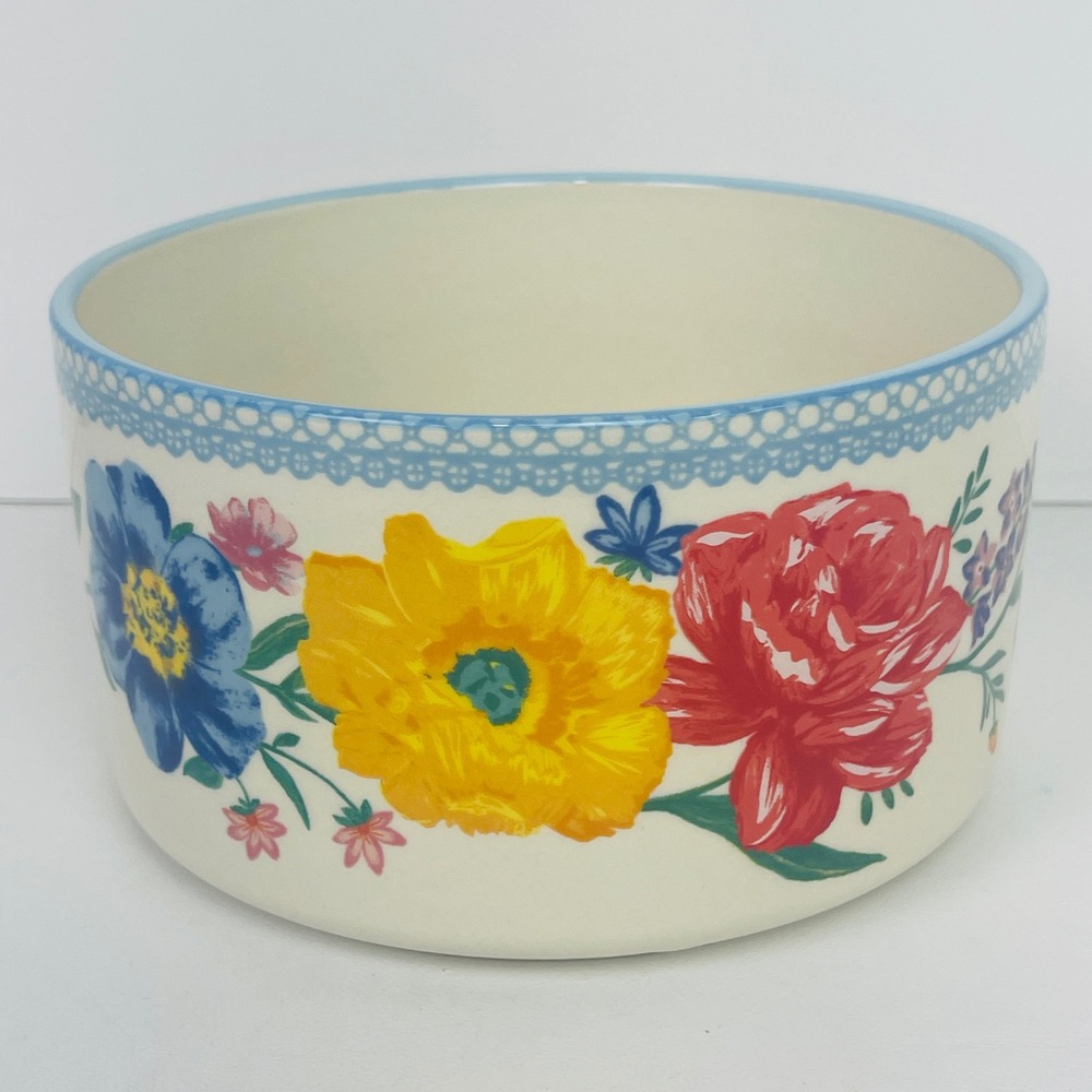 The Pioneer Woman Serving Bowl Floral Stoneware Multicolor Farmhouse Excellent